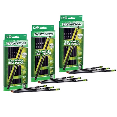 Ticonderoga Wood-Cased Pencils, Black, 36PK X13953